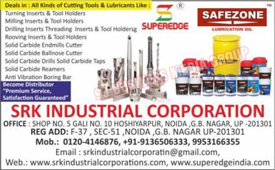 Cutting Tools, Lubricants, Turning Inserts, Tool Holders, Milling Inserts, Drilling Inserts, Threading Inserts, Rooving Inserts, Solid Carbide Endmill Cutters, Solid Carbide Ballnose Cutters, Solid Carbide Drills, Solid Carbide Taps, Solid Carbide Reamers, Anti Vibration Boring Bars, Lubricant Oils