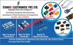 Consulting, Designing, Components, Wire to Board Connectors, Wire to Wire Connector, Board to Board Connector, Auto Connector, OBD Connectors