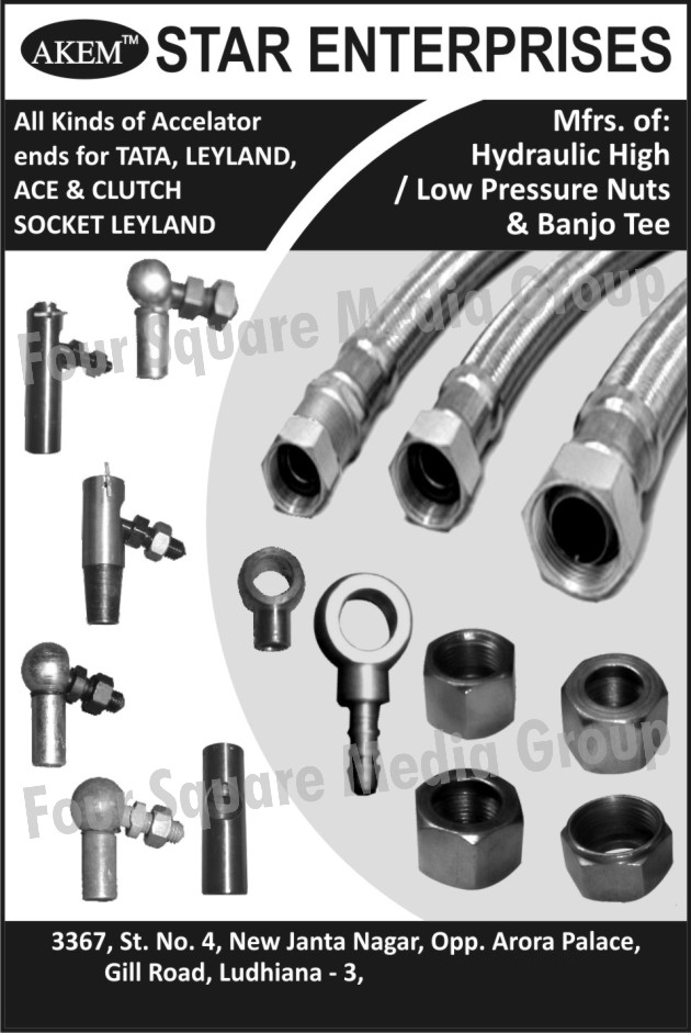 Hydraulic High Pressure Nuts, Hydraulic Low Pressure Nuts, Banjo Tee, Automotive Accelator Ends