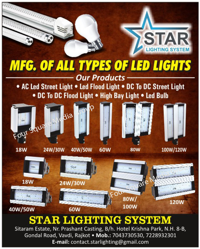 Led Lights, AC Led Street Lights, Led Flood Lights, DC to DC Street Lights, DC to DC Flood Lights, High Bay Lights, Led Bulbs