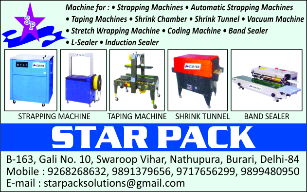 Strapping Machines, Automatic Strapping Machines, Taping Machines, Shrink Chambers, Shrink Tunnels, Vacuum Machines, Stretch Wrapping Machines, Coding Machines, Band Sealers, L Sealers, Induction Sealers