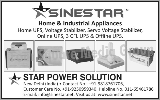 Digital Home UPS, Solar Hybrid Digital Home UPS, Voltage Stabilizers, Servo Voltage Stabilizers, IGBT Based Online UPS, 3 CFL UPS, Three CFL UPS, Offline UPS