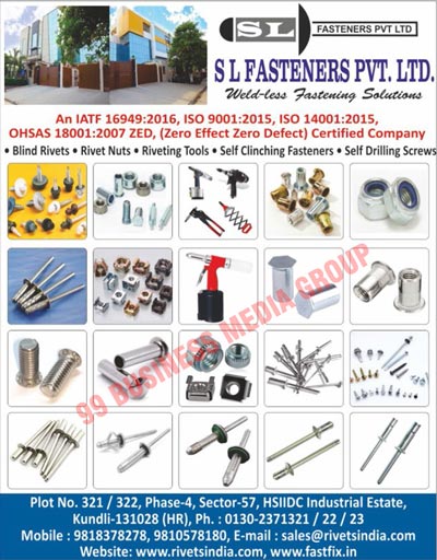 Blind Rivets, Rivet Nuts, Riveting Tools, Self Clinching Fasteners, Self Drilling Screws, Automotive Fasteners