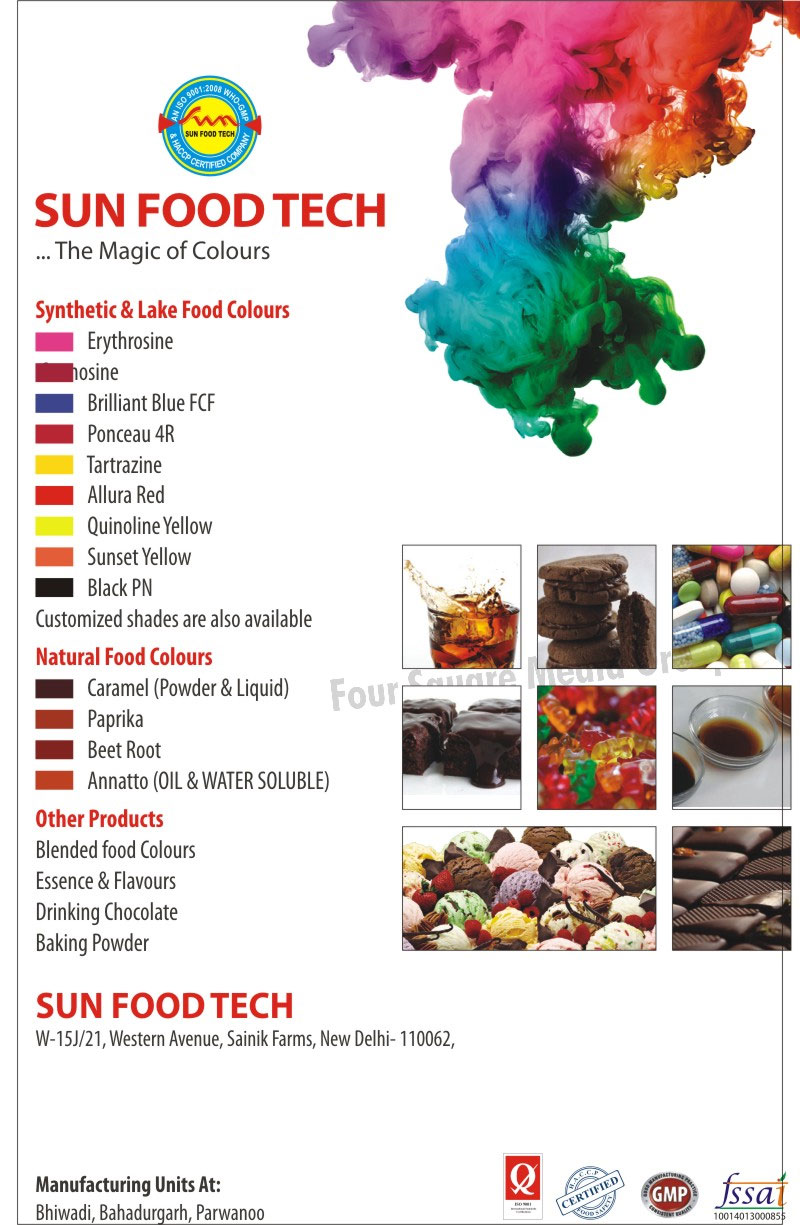 Food Colours, Food Colors, Synthetic Food Colours, Synthetic Food Colors, Lake Food Colours, Lake Food Colors, Natural Food Colours, Natural Food Colors, Blended Food Colours, Blended Food Colors, Essence, Flavours, Drinking Chocolates, Baking Powders