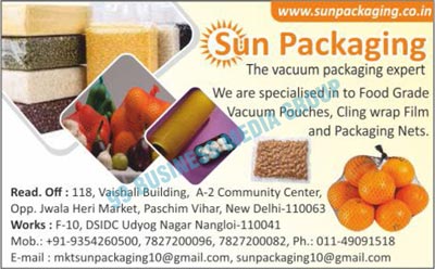 Food Grade Vacuum Pouches, Cling Wrap Films, Packaging Nets, Vacuum Packagings