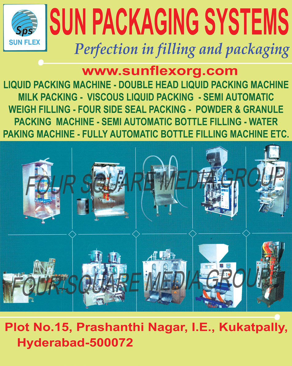 Liquid Packing Machines, Double head Liquid Packing Machines, Milk Packing Machines, Viscous Liquid Packing Machines, Weigh Packing Machines, Four Side Seal Machines, Powder Packing Machines, Granule Packing Machines, Water Packing Machines, Bottle Filling Machines,Milk Packing, Semi Automatic Weigh Filling, Four Side Seal Packing