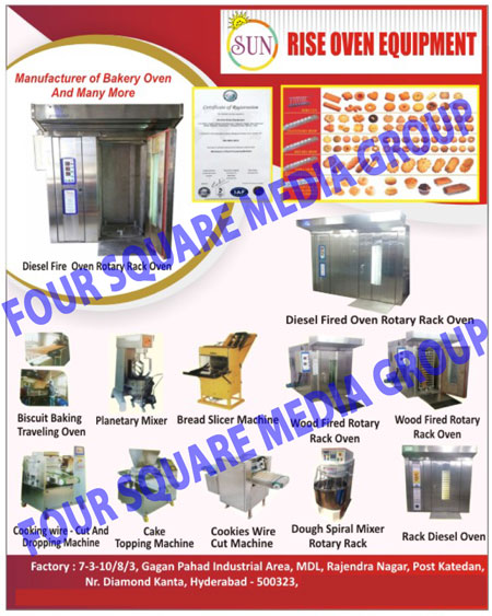 Industrial Bakery Oven, Rotary Rack Oven, Oil Fried Oven, Gas Fried Oven, Tunnel Type Indirect Oven, Direct Oven, Tin Printing Oven, Drying Oven, Industrial Mixer, Zeera Biscuit Baking Oven, Cake Crakers Baking Oven, Cookies Baking Oven, Biscuit Baking Oven, Bread Baking Oven, Rusk Baking Oven, Bun Baking Oven, Corrugated Paper Sheet Drier Oven, Barrel Drier Oven, Tobacco Drier Oven, Pan Masala Drier Oven, Soya Chunks Drier Oven, Planetary Mixer, Spiral Mixer, Biscuit Baking Travelling Oven, Cookies Wire Cut Machine, Wood Fire Oven, Industrial Bakery Oven, Baking Oven, Drier Oven