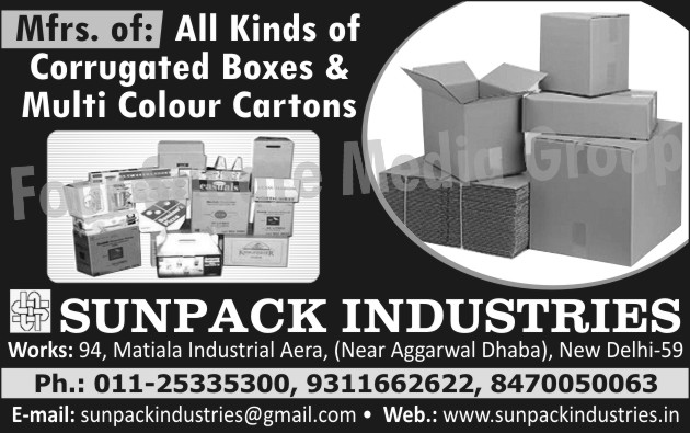 Corrugated Boxes, Multi Colour Cartons, Cartons