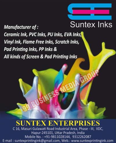 PVC Inks, Vinyl Shine Inks, Pad Printing Inks, EVA Ink, PP Primer, Water Base Inks, Stretch Silver, NC Silver, FRP Base Paste, Solvent Base Paste, Printing Inks, PU Inks, PP Inks, Ceramic Inks, Vinyl Inks, Flame Free Inks, Scratch Inks, Screen Inks