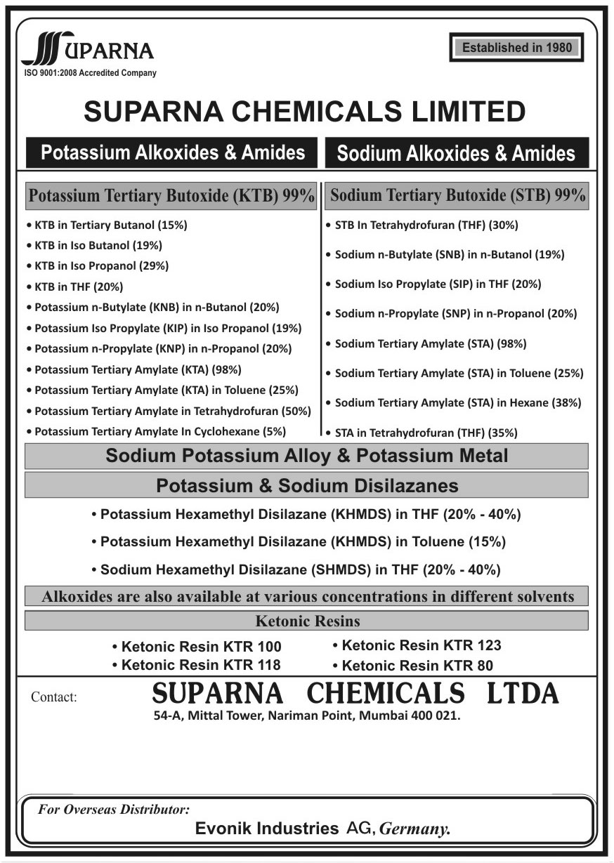 Potassium Alkoxides, Potassium Amides, Sodium Alkoxides, Sodium Amides, Potassium Tertiary Butoxide, Sodium Tertiary Butoxide, Potassium Hexamethyl Disilazane, Sodium Hexamethyl Disilazane, Ketonic Resins, Sodium Potassium Alloys, Sodium Potassium Metals, Sodium Disilazanes