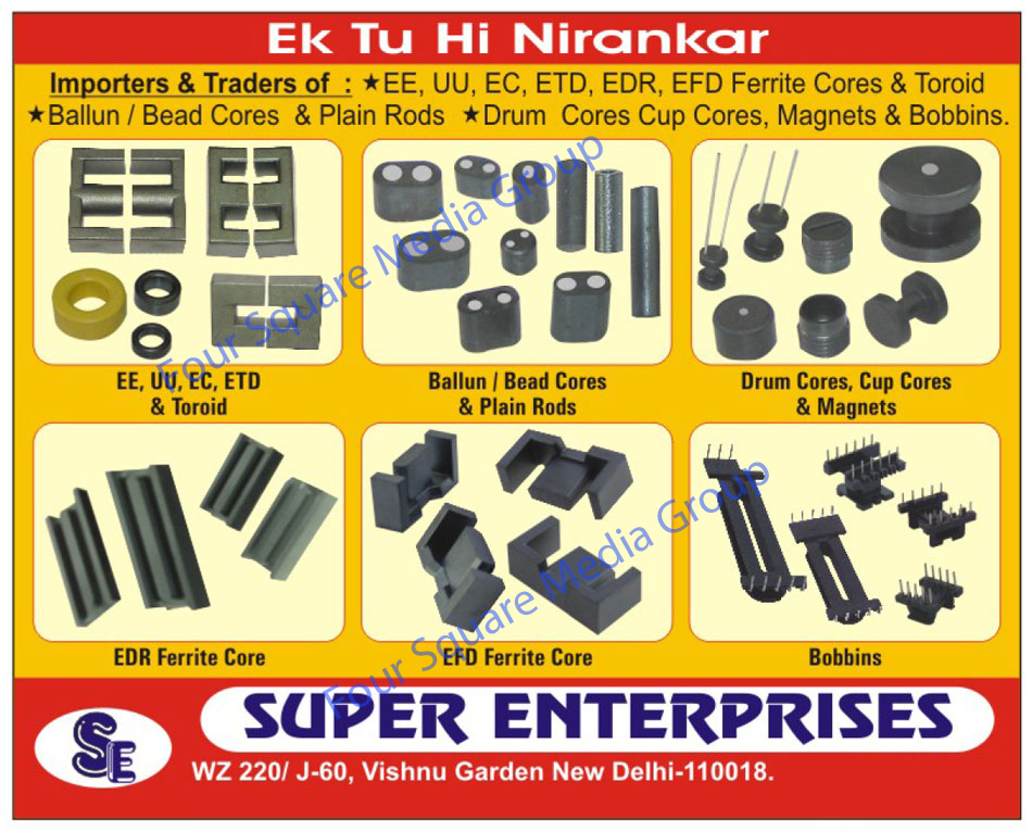 EDR Ferrite Cores, EFD Ferrite Cores, Bobbins, Drum Cores, Cup Cores, EC Ferrite Cores, EE Ferrite Cores, UU Ferrite Cores, ETD Ferrite Cores, Ferrite Toroid Cores, Bead Cores, Ballun Cores, Plain Rod Cores, EC Cores, EE Cores, UU Cores, ETD Cores,Cores, Magnets, EE, UU, EC, ETD, Toroidal, Ferrite Core