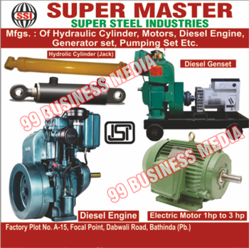 Hydraulic Cylinders, Electric Motors, Diesel Engines, Generator Sets, Pumping Sets, Hydraulic Cylinder Jacks, Diesel Gensets