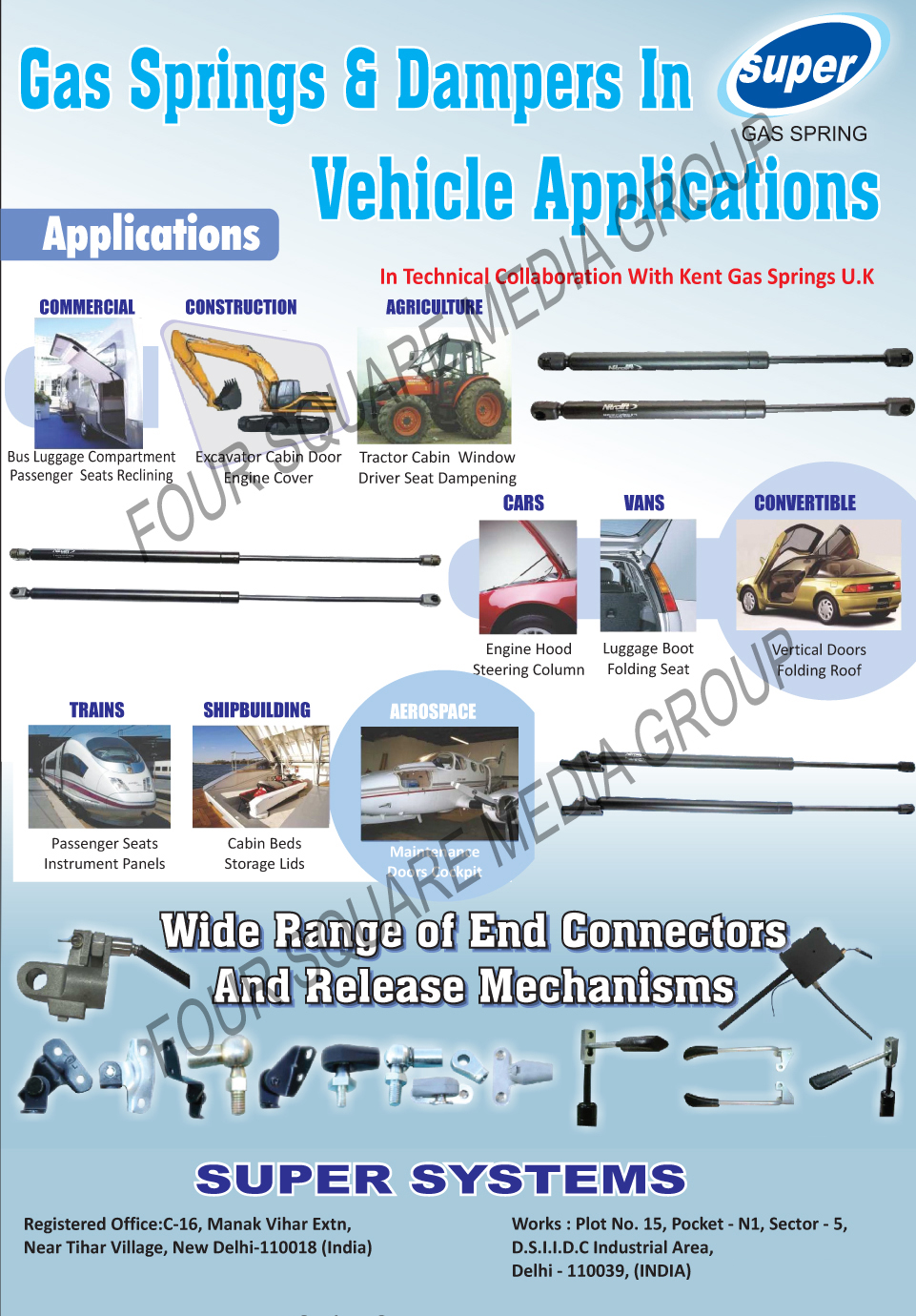 Car Gas Springs, Door Balancers, Tailgate Lifters, Automotive Dampers, Automotive End Connectors, Automotive Release Mechanisms