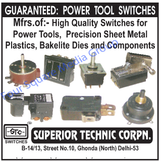 Power Tool Switches, Precision Sheet Metal Switches, Plastic Switches, Bakelite Dies, Bakelite Components,Switches