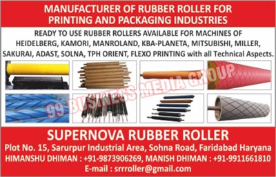 Rubber Rollers, Printing Rubber Rollers, Packaging Rubber Rollers, Rubber Roller Machines, Industrial Rubber Rollers