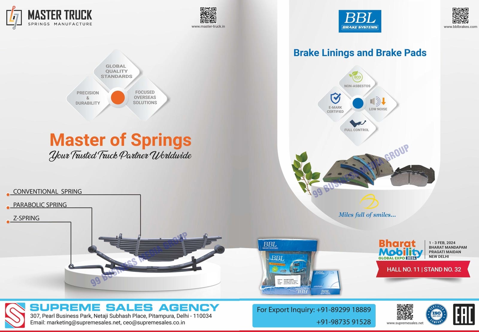 Truck Springs, Brake Linings, Brake Pads, Conventional Springs, Parabolic Springs, Z-Springs