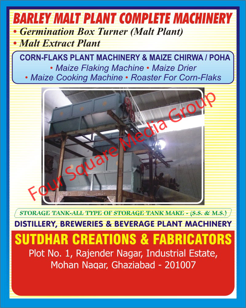 Malt Extract Plants, Germination Box Turner, Malt Plants, Corn Flak Plant Machinery, Corn Flak Rosters, Maize Cooking Machines, Maize Flaking Machines, Storage Tanks, Beverage Plant Machinery, Breweries Plant Machinery, Distillery Plant Machinery, Maize Dryers, Corn Flakes Maize Drier Machines, Corn Flak Roaster Machines, Stainless Steel Storage Tanks, MS Storage Tanks, Beverage Plat Machines, Breweries Plant Machines,Corn Flaks Plant Machinery, Malt Extractor Plant