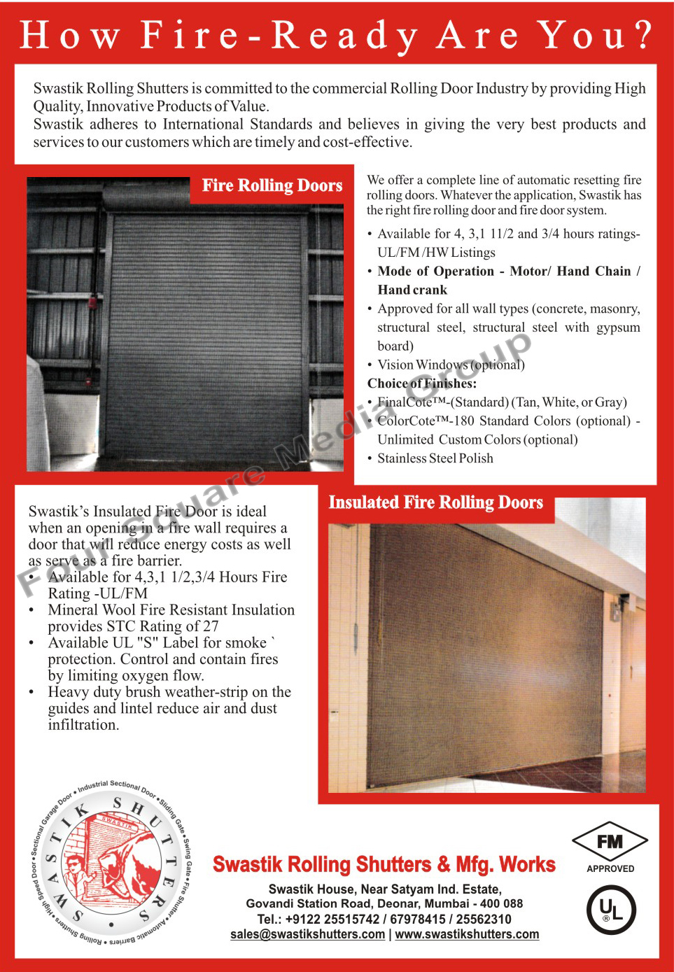 Fire Rolling Doors, Insulated Fire Rolling Doors, Fire Door Systems