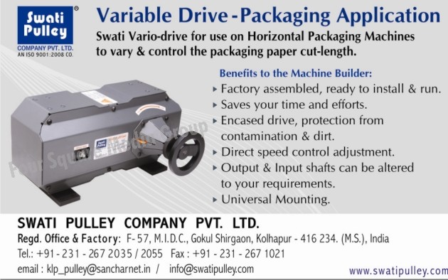 Vario Drive Horizontal Packaging Machines, Pulleys