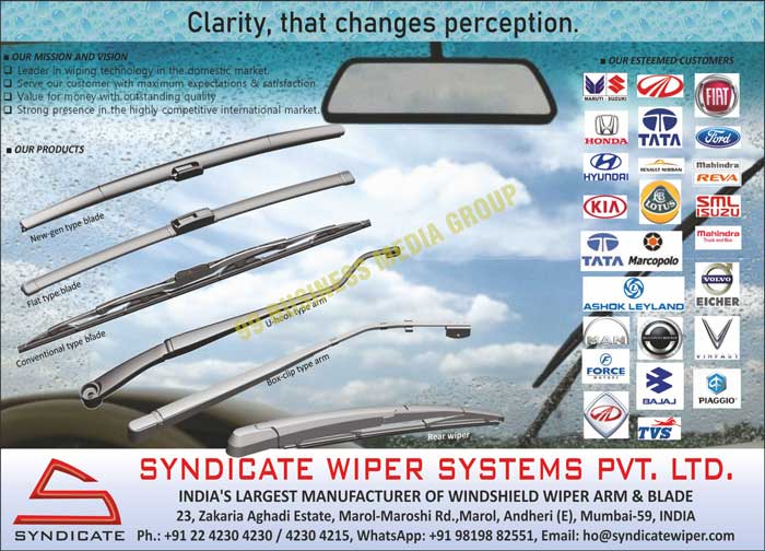 New Gen Type Blades, Flat Type Blades, Conventional Type Blades, U-hook Type Arms, Box Clip Type Arms, Wiper Blades, Wiper Arms, Truck Wiper Blades, Bus Wiper Blades, Windscreen Washer Fluids, Car Wiper Blades