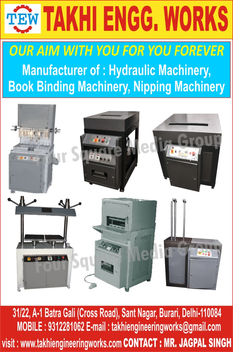 Hydraulic Machines, Book Binding Machines, Nipping Machines