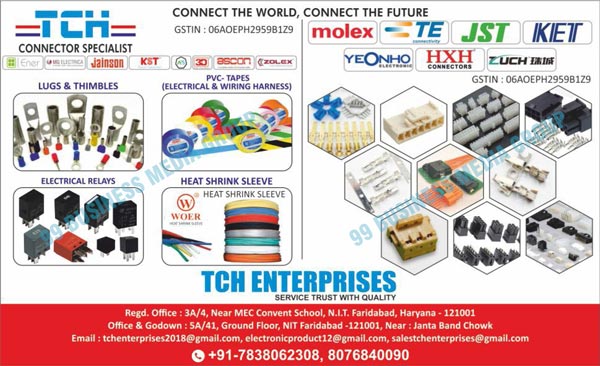 Lugs, Thimbles, Electrical PVC Tapes, Wiring Harness PVC Tapes, Electrical Relays, Heat Shink Sleeves