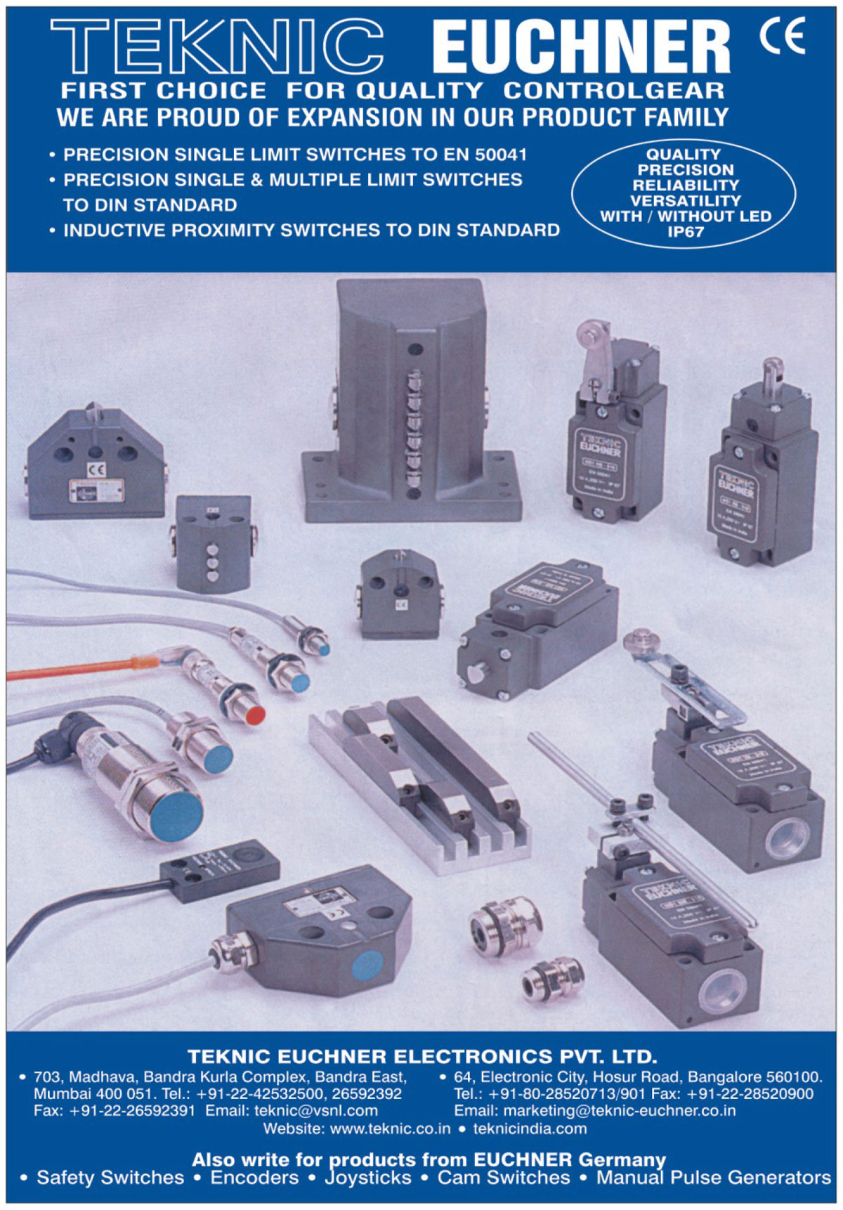 Single Limit Switches, Multiple Limit Switches, Inductive Proximity Switches, Limit Switches