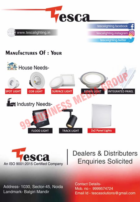 Spot Lights, Cob Lights, Surface Lights, Downlights, Integrated Panels, Flood Lights, Track Lights, Panel Lights