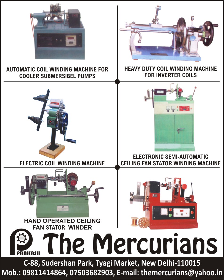 Cooler Submersible Coil Winding Machines, Inverter Coil Winding Machines, Electric Coil Winding Machines, Ceiling Fan Stator Winding Machines, Hand Operated Ceiling Fan Stator Winders,Coil Winding Machines, Fan Stator Winding Machines, Hand Operated Ceiling Fan Stator Winder