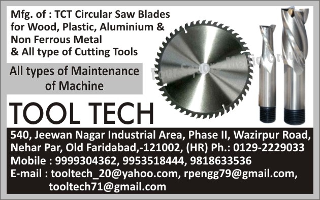 TCT Circular Saw Blades For Wood, TCT Circular Saw Blades For Plastic, TCT Circular Saw Blades For Aluminium, TCT Circular Saw Blades For Non Ferrous Metal, Cutting Tools, Machine Maintenance