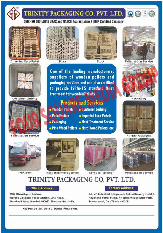 Wooden Pallets, Packaging Services, Palletisation Services, Pine Wood Pallets, Container Lashing Services, Imported Euro Pallets, Heat Treatment Services, Hard Wood Pallets, Soft Box Packing Services, Air Bag Packaging Services