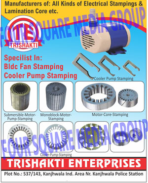 BLDC Fan Stampings, Cooler Pump Stampings, Submersible Motor Pump Stampings, Monoblock Motor Stampings, Motorcore Stampings, Cooler Pump Stampings, Electrical Stampings, Lamination Cores