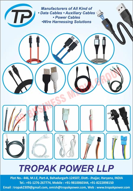 Data Cables, Auxiliary Cables, Power Cables, Wire Harnessing Solutions
