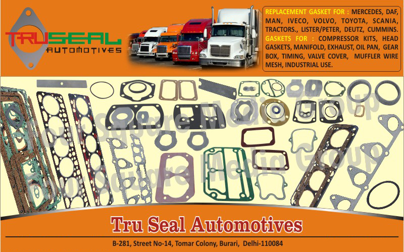 Compressor Kit Gaskets, Head Gaskets, Manifold Gaskets, Exhaust Gaskets, Oil Pan Gaskets, Gear Box Gaskets, Timing Gaskets, Valve Cover Gaskets, Muffler Wire Mesh Gaskets, Industrial Use Gaskets, Tractor Gaskets