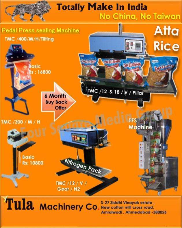 Continuous Bag Sealing Machines, Form Fill Sealing Machines, Liquid Filling Machines, Shrink Machines, Pedal Press Sealing Machines, Seal Machines, Surgical Products Packing Machines, Papad Packing Machines, Agarbatti Packing Machines, Pillow Pack Nitrogen Sealing Packing Machines