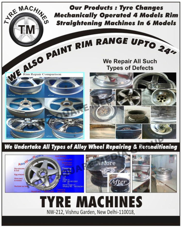 Alloy Wheel Repairing Services, Alloy Wheel Reconditioning Services, Paint Rim Range, Rim Repair Components, Tyre Changes Machines, Mechanically Operated Tyre Changes Machines, Tyre Changes Machines Rim Straightening Machines