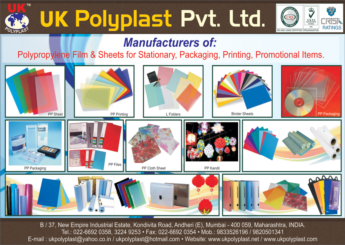 Polypropylene Films, Polypropylene Sheets, PP Packagings, PP Files, PP Cloth Sheets, PP Kandil, Binder Sheets, L Folders, PP Printings, PP Sheets