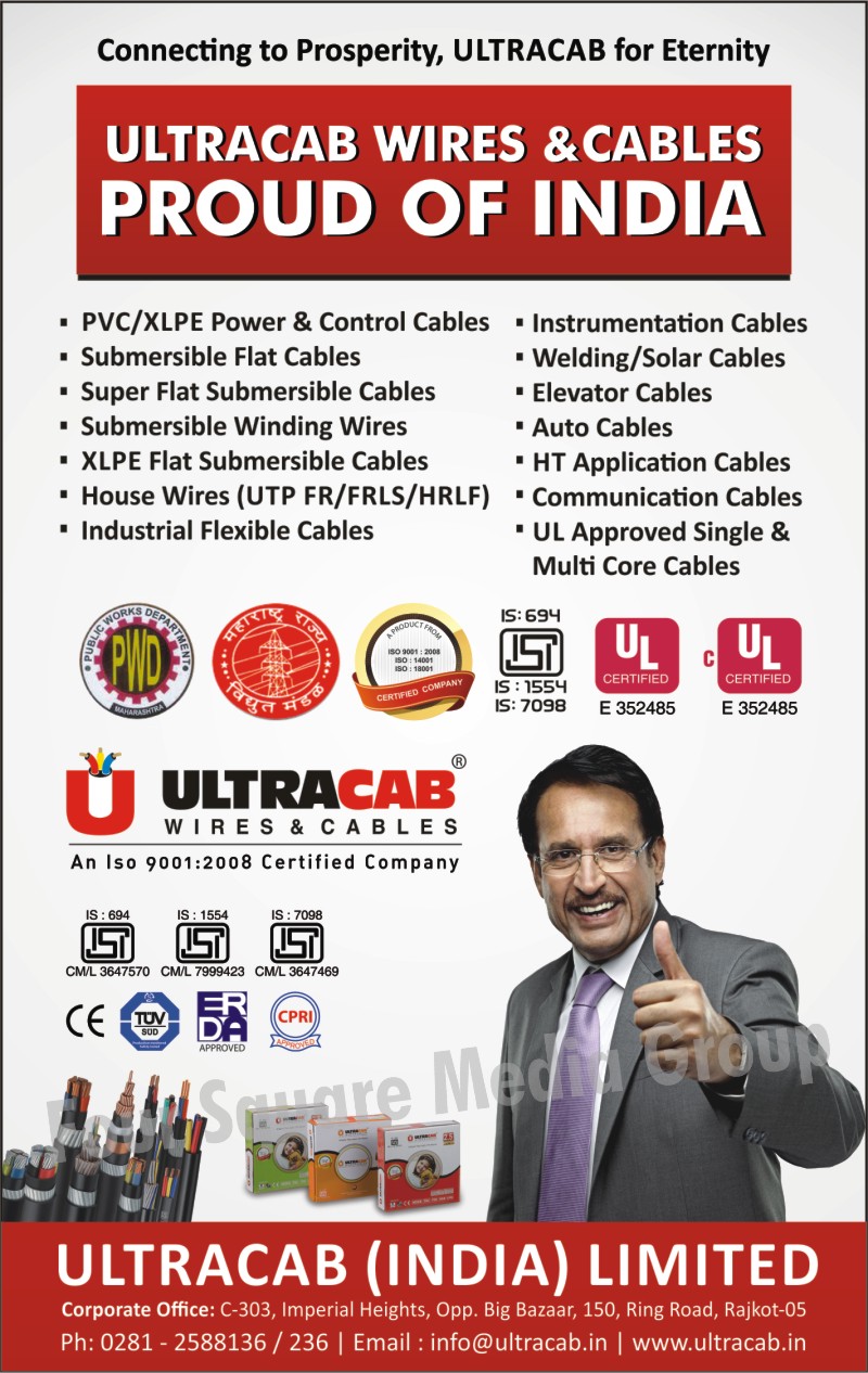 Wires, Cables, PVC Power Cables, XLPE Power Cables, PVC Control Cables, XLPE Control Cables, Submersible Flat Cables, Super Flat Submersible Cables, Submersible Winding Wires, XLPE Flat Submersible Cables, UTP FR House Wires, FRLS House Wires, HRLF House Wires, Industrial Flexible Cables, Instrumentation Cables, Welding Cables, Solar Cables, Elevator Cables, Auto Cables, HT Application Cables, Communication Cables, Single Core Cables, Multi Core Cables