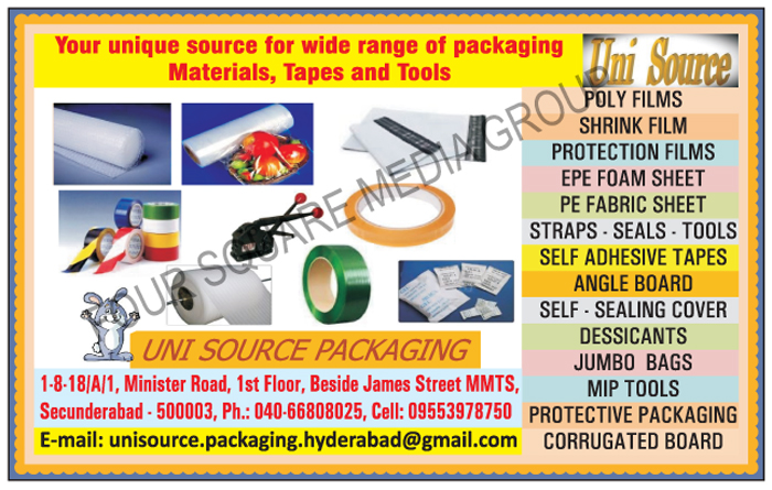 Packaging Materials, Tapes, Strapping Tools, Poly Films, Shrink Films, Protection Films, EPE Foam Sheets, PE Fabric Sheets, Straps, Seals, Self Adhesive Tapes, Angle Boards, Self Sealing Covers, Dessicants, Jumbo Bags, MIP Tools, Protective Packagings, Corrugated Boards