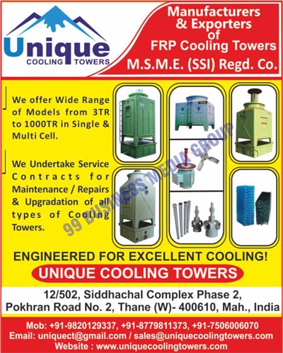 FRP Cooling Towers, Cooling Tower Repairing, Maintenance, Upgradation Of Cooling Towers