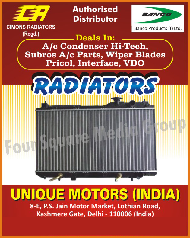 Aluminium Copper Radiators, Brass Radiators, Wiper Blades, Wiper Spray Motors, Plug Wires, Subros AC Parts, Air Conditioner Condensers, Air Conditioner Parts