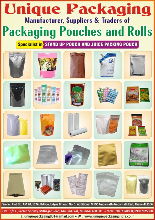 Packaging Pouches, Packaging Rolls, Stand Up Pouches, Juice Packing Pouches, Juice Packaging Pouches