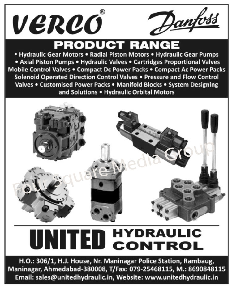 Hydraulic Gear Motors, Radial Piston Motors, Hydrulic Gear Pumps, Axial Piston Pumps, Hydraulic Valves, Proportional Cartridge Valves, Mobile Control Valves, Compact DC Power Packs, Compact Ac Power Packs, Solenoid Operated Direction Control Valves, Pressure Control Valves, Flow Control Valves, Customized Power Packs, Manifold Blcoks, Hydraulic Orbital Motors