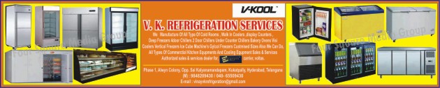 Cold Rooms, Walk In Coolers, Display Counters, Deep Freezers, Four Door Chillers, Two Door Chillers, Under Counter Chillers, Bakery Ovens, Visi Coolers, Vertical Freezers, Ice Cube Machines, Cylcol Freezers, Commercial Kitchen Equipments, Cooling Equipments