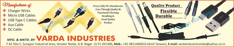 Charger Wires, Micro USB Cables, RCA Cables, AUX Cables, DC Cables, USB Type C Cables