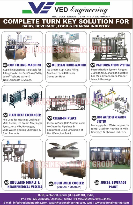 Automatic CIP Systems, Batch Pasteurizers, Bulk Milk Coolers, Skid Mounted Milk Chilling Systems, Single Head Automatic Cup Filling Machines, Paneer Presses, Paneer Chilling Systems, Manual Heating Systems, Manual Heating Systems, Manual Cup Filling Machines, Insulated Tank, Ice Cream Filling Machines, Head Automatic Cup Filling Machines, Electrically Heated Tanks, Dump Tanks, Centrifugal Pumps, Butter Trollies, Butter Churners, Pasteurization Systems, Plate Heat Exchangers, Hot Water Generation Systems, Insulated Jacketed Tanks, Dimple Jacketed Tanks, Hemispherical Tanks, Storages Tanks, Storage Silos, Juice Plants, Beverage Plants, Storage BMC, Filling Machines, Cup Filling Machines, Dairy Machines, Juice Machines, Beverage Machines, Food Processing Equipments, Pharmaceutical Processing Equipments, Storage Tanks, Amla Processing Plants, Tomato Ketchup Plants, Paneer Plant Machines, Liquid Filling Machines, Dahi Plants, Milk Plants, Milk Transfer Pumps, Ice Cream Plants, Ice Cream Machines, Heat Exchangers, Bottle Filling Machines, Conveyor Systems, Chillers, Chilling Plants, Pouch Packaging Machines, Hemi Spherical Kettles, Ghee Making Machines, Cream Separator Machines, Soya Milk Machines, Mixing Tanks, High Pressure Homogenizers