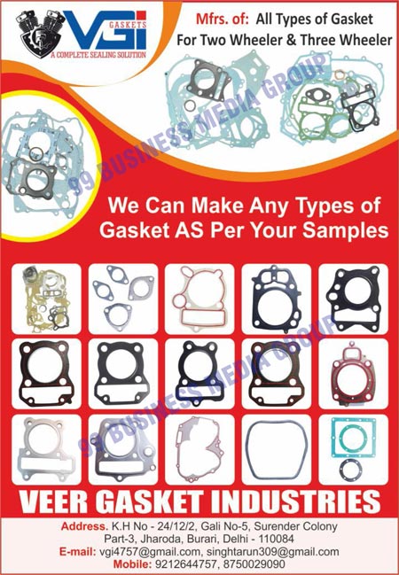 Automotive Gaskets, Two Wheeler Gaskets, Three Wheeler Gaskets