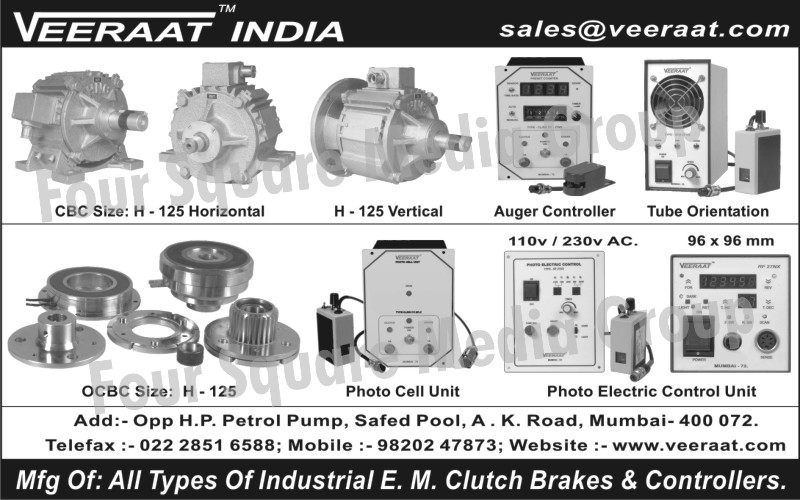 Auger Controller, Tube Orientation, Photo Electric Control Unit, Photo Cell Unit, Industrial EM Clutch Brakes, Industrial Em Clutch Controllers