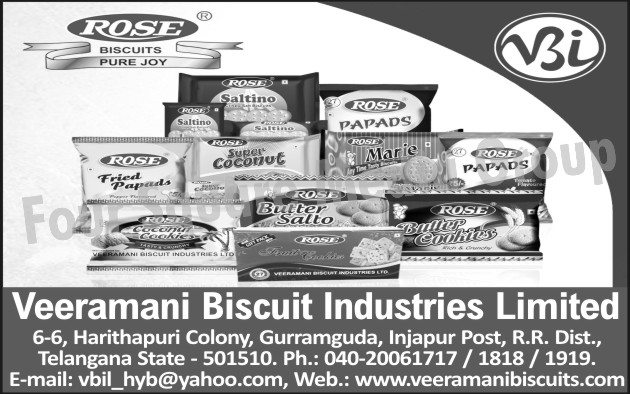 Papads, Biscuits, Wafers, Salted Biscuits, Cream Biscuits, Coconut Biscuits, Glucose Biscuits, Marie Biscuits, Cookies