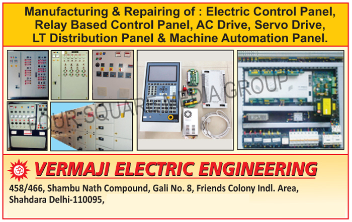 Electric Control Panels, Relay Based Control Panels, AC Drives, Servo Drives, LT Distribution Panels, Machine Automation Panels, Electric Control Panel Repairing Services, Relay Based Control Panel Repairing Services, AC Drive Repairing Services, Servo Drive Repairing Services, LT Distribution Panel Repairing Services, Machine Automation Panel Repairing Services